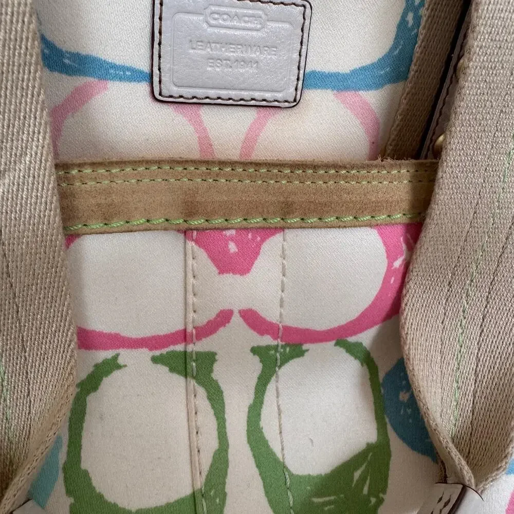 Coach Hamptons Rainbow Pastel Signature Scribble Tote Bag Purse Y2K Style 247 - Picture 11 of 15